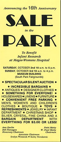 1991 Sale In The Park Sign